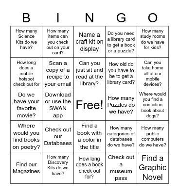 Warrenville Public Library Bingo Card