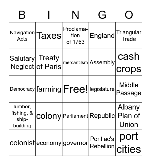 Module 4  Bingo Card