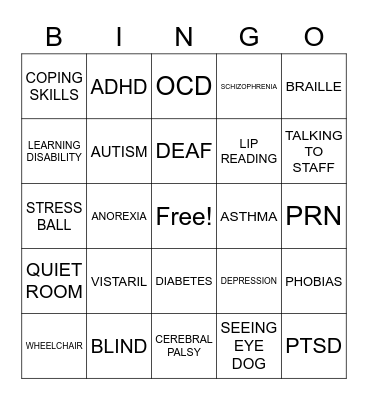 Disability Education & Awareness Bingo Card