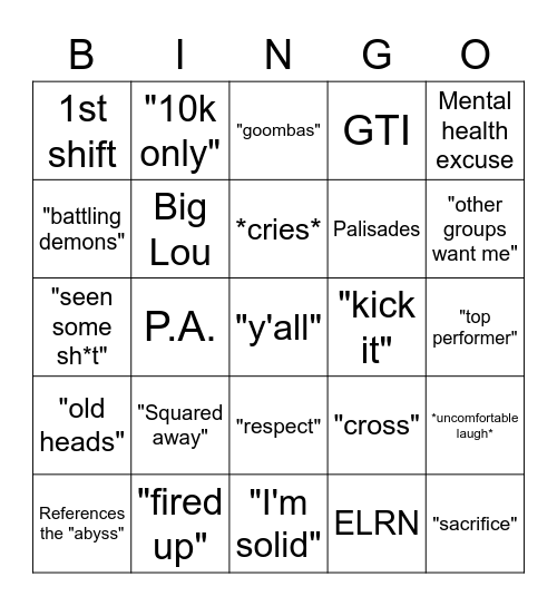 F&N Bingo Card