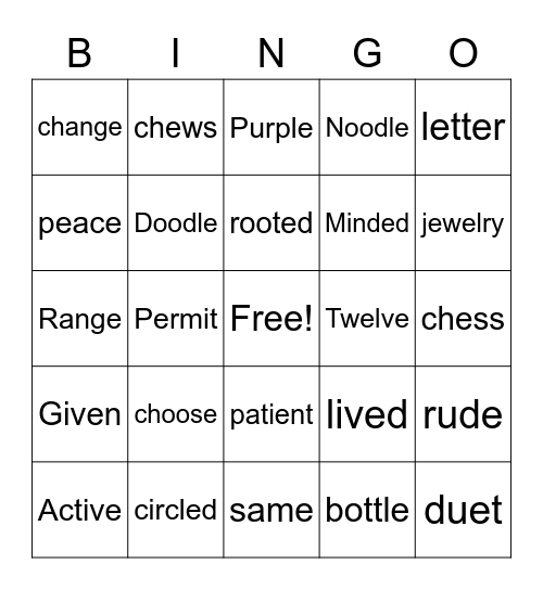 Untitled Bingo Card