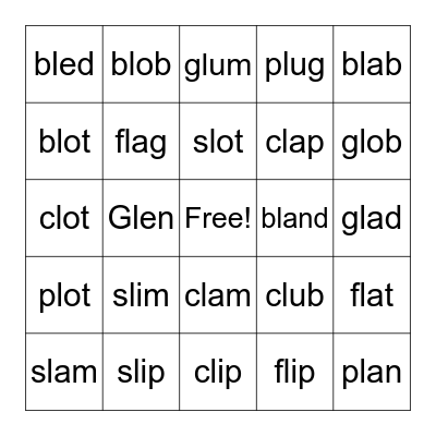 L-Blends Bingo Card