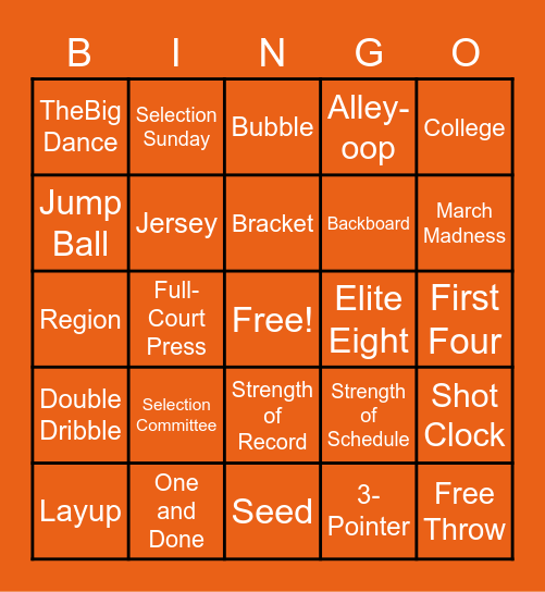 March Madness Bingo Card