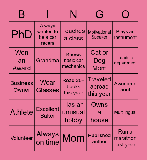 International Women's Day Bingo Card