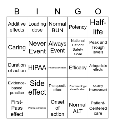 Lingo Bingo Card