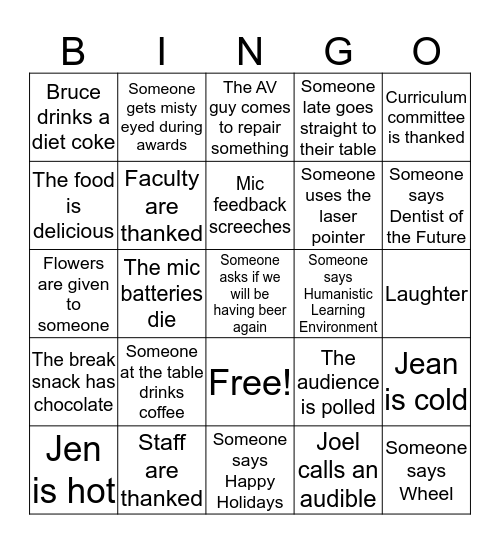 Faculty Retreat Bingo! Bingo Card