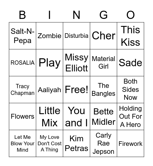 Music Bingo Round 3 Bingo Card
