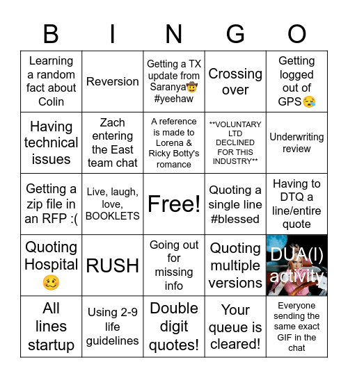 Quoting Bingo Card