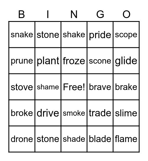 Silent C Bingo #2 Bingo Card