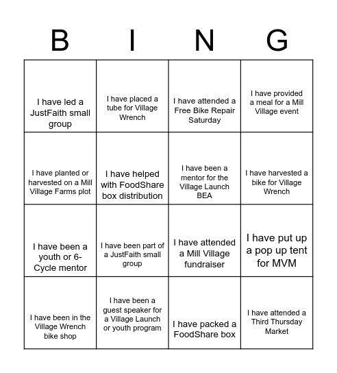 Flourishing Takes A Village! Bingo Card