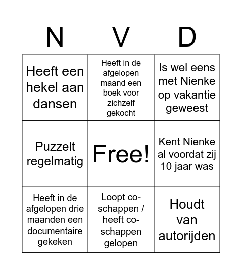 Nienke heeft BINGO Card