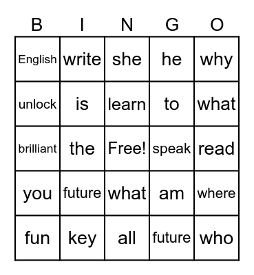 English Week  2023 Bingo Card