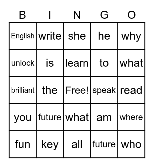 English Week  2023 Bingo Card
