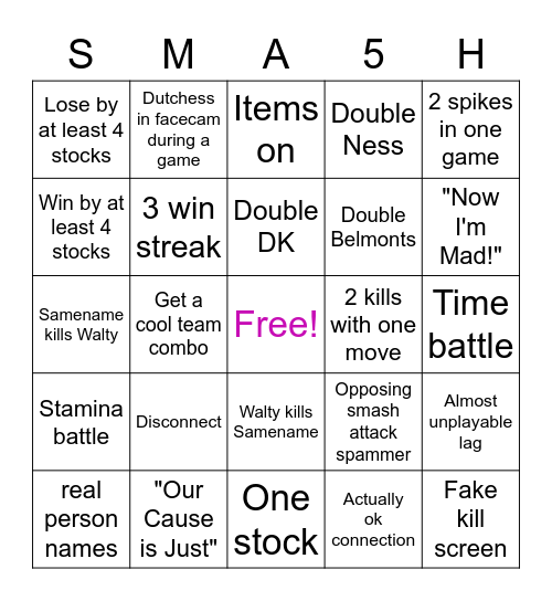 CGZ wifi doubles bingo Card