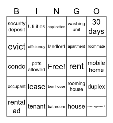 Apartments Bingo Card