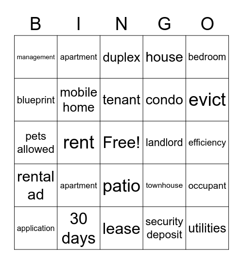 House Bingo Card