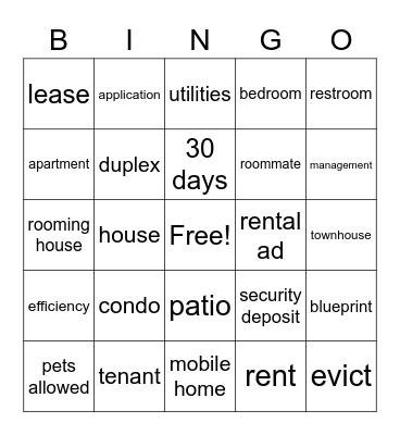 Apartments Bingo Card