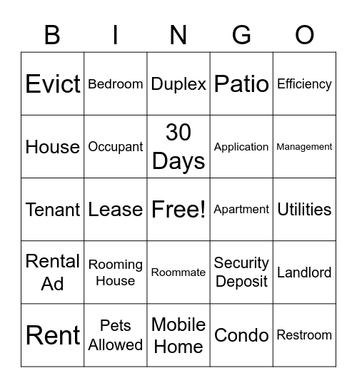 Stuff Bingo Card