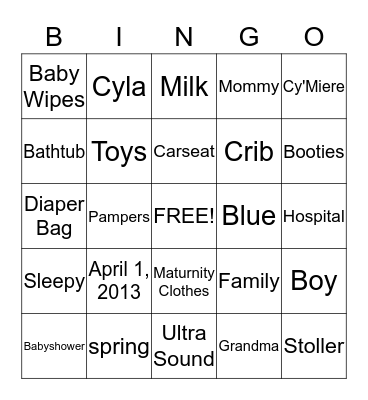 It's A Boy ! Bingo Card