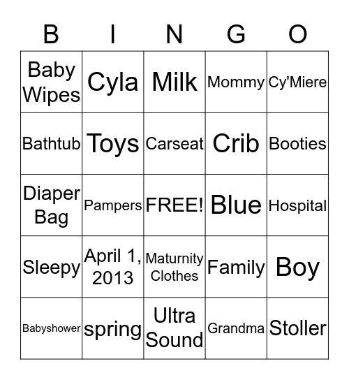 It's A Boy ! Bingo Card