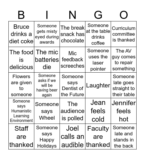 Faculty Retreat Bingo! Bingo Card