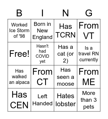 NERS 2023 Bingo Card