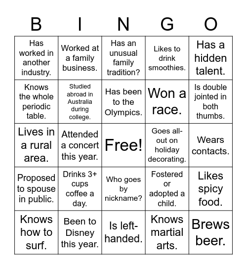 DI Retreat 2023 Bingo Card