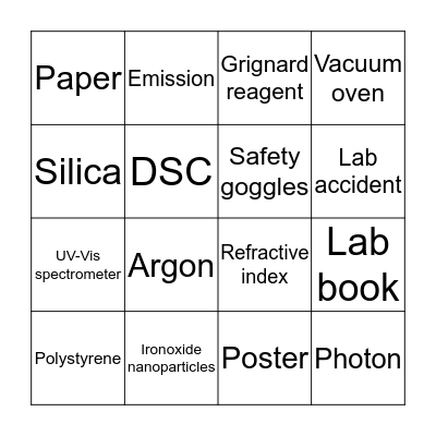 Chemistry BINGO Card