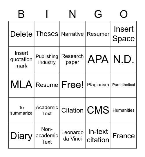 bingo Card