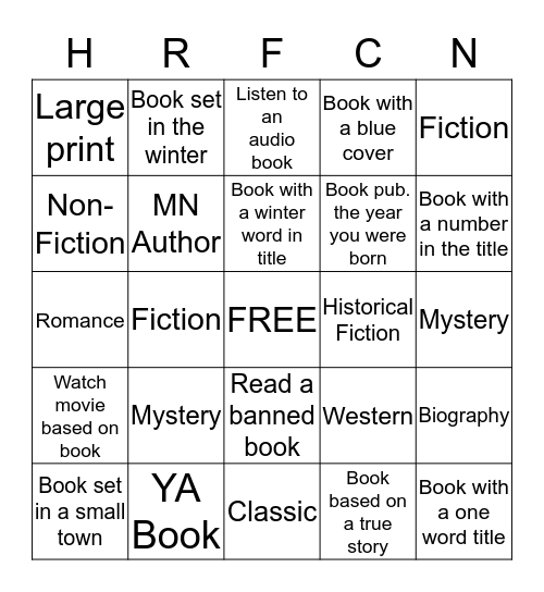 Hot Reads for Cold Nights Bingo Card
