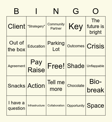 MCCFL Buzzword Bingo Card