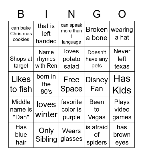 Find someone who ... Bingo Card