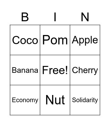 Food Cooperatives Bingo Card