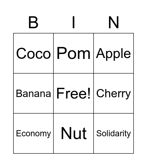 Food Cooperatives Bingo Card