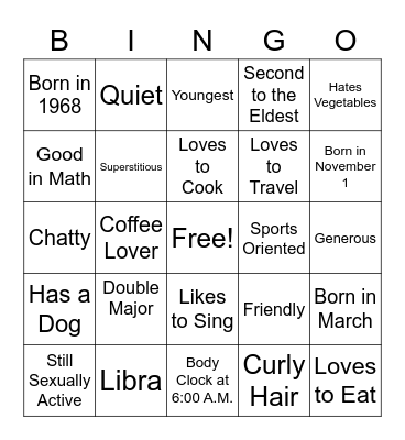Human BIngo Card