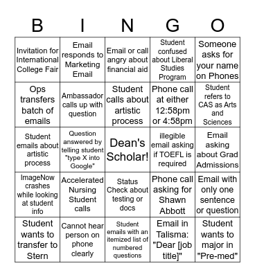 Phalisma Bingo Card
