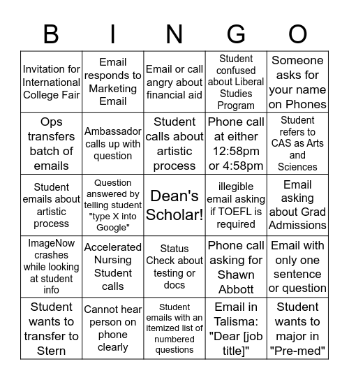 Phalisma Bingo Card