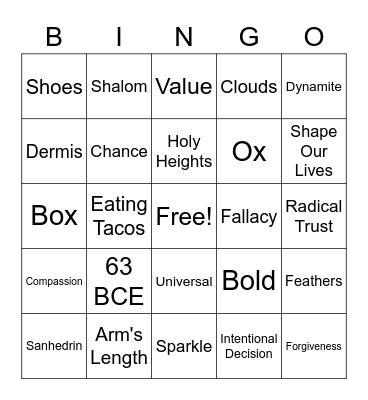 Sermon Bingo! Bingo Card