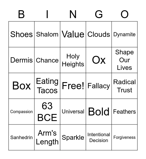 Sermon Bingo! Bingo Card