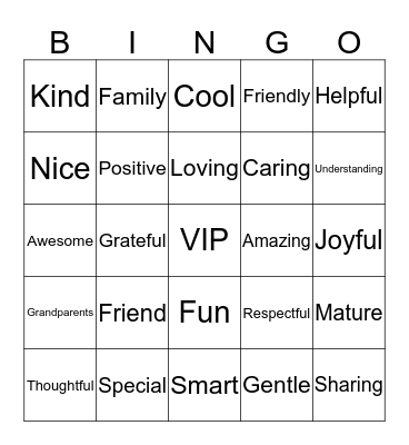 VIP Day Bingo Card