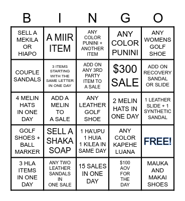 O L U K A I Bingo Card