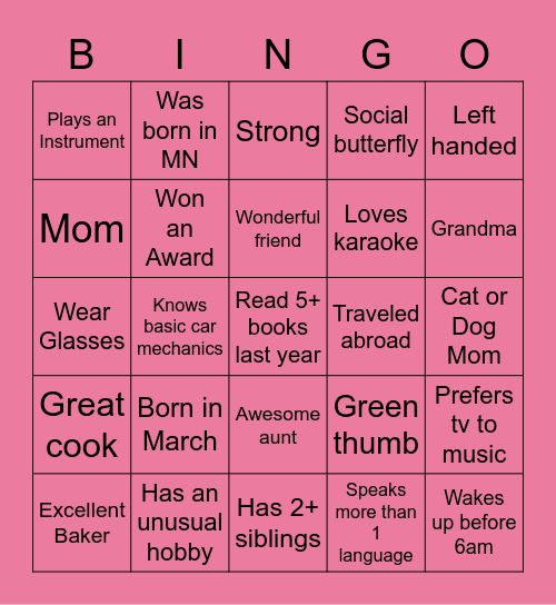 International Women's Day Bingo Card