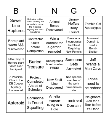 Moreno House Bingo Card