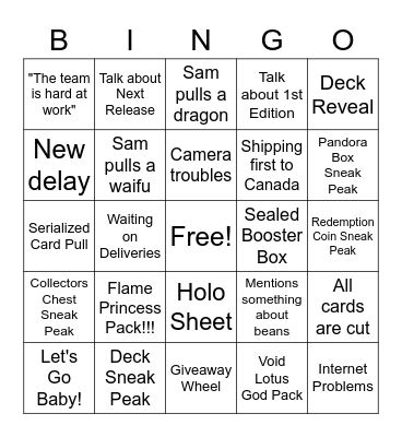 March 8, 2023: Otherverse Unboxing Video Bingo Card