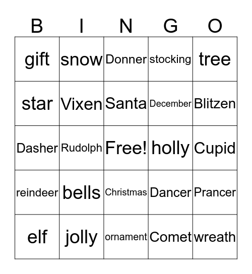 Christmas Bingo Card