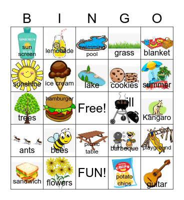 Picnic BINGO Card