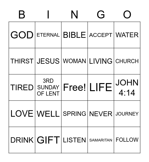 3A Lent- Women of the Well Bingo Card