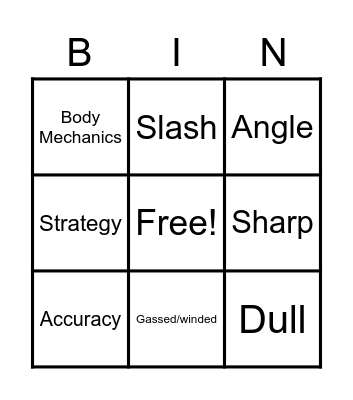 Knife fight Bingo Card