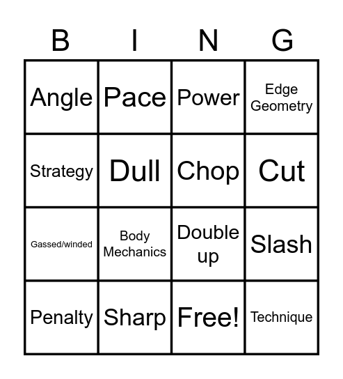 Knife fight Bingo Card