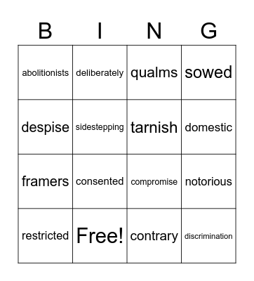 "We the People" Bingo Card